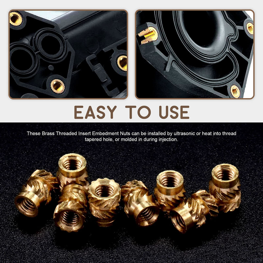 60Pcs M3x8x5mm Brass Nuts Embedment Nut Thread Brass Knurled Nuts Threaded Heat Set Insert Nuts Hydraulic Welded Joint Injection Molding for 3D Printing Injection Molding