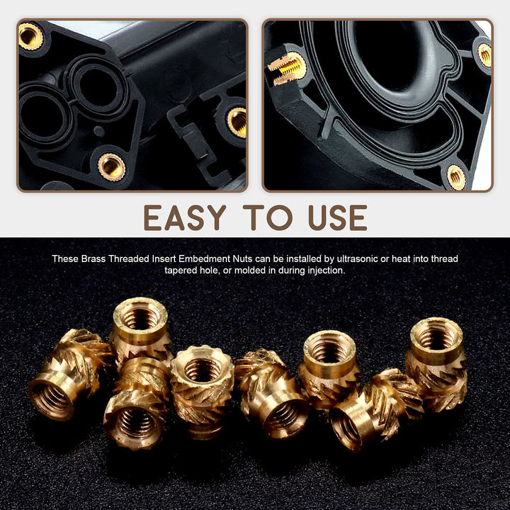 60Pcs M3x8x5mm Brass Nuts Embedment Nut Thread Brass Knurled Nuts Threaded Heat Set Insert Nuts Hydraulic Welded Joint Injection Molding for 3D Printing Injection Molding