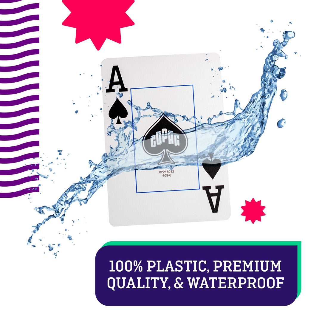 Export Design 100% Plastic Playing Cards, Poker Size (Standard) Jumbo Index Red/Blue Double Deck Set