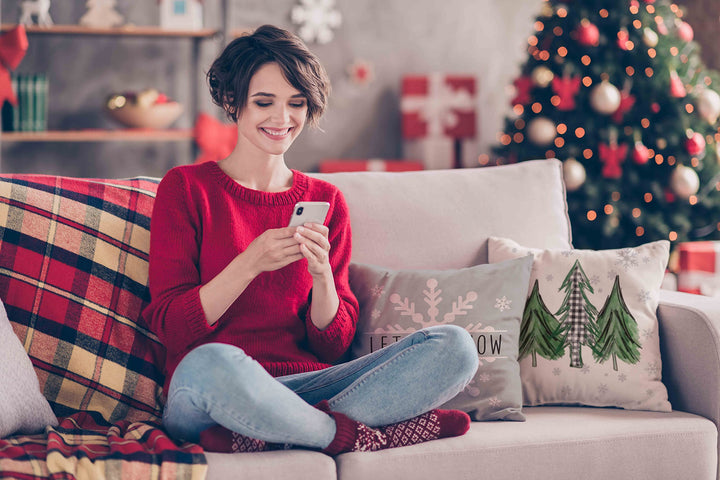 Christmas Pillow Covers 18x18 Set of 4 Farmhouse Christmas Decorations Merry Tree Joy Let It Snow FA La La Winter Holiday Decor Throw Cushion Case for Home Couch