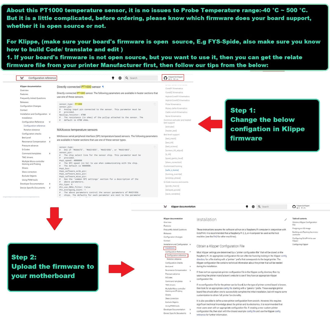 BCZAMD PT1000-550BW Temperature Sensor Probe for CR-10 Plating Copper/3D Volcan/ V6 Brass 3D Printer Heater Block Thermistor Sensor Probe Resistant to high Temperature 1.5M/ 59 inch