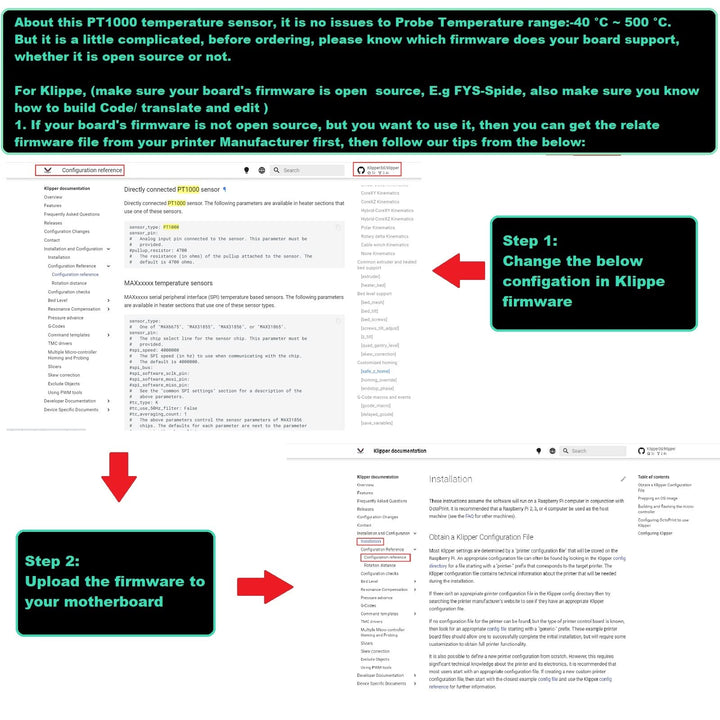 BCZAMD PT1000-550BW Temperature Sensor Probe for CR-10 Plating Copper/3D Volcan/ V6 Brass 3D Printer Heater Block Thermistor Sensor Probe Resistant to high Temperature 1.5M/ 59 inch