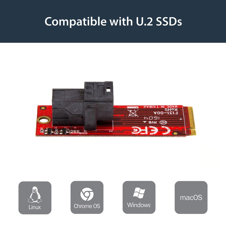 U.2 to M.2 Adapter - for 1 x U.2 PCIe NVMe SSD - M.2 PCIe x4 Host Interface - U.2 SSD - M.2 PCIe Adapter - U.2 Drive (M2E4SFF8643)