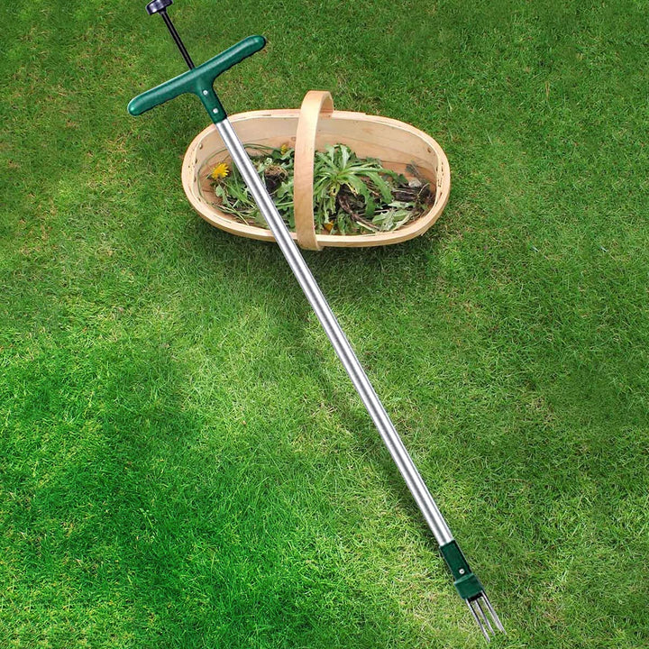 Stand Up Weeder with Long Handle, Weed Puller Standing, Plant Root Removal Tool with 3 Claws, Manual Weeder Hand Tool for Garden, Gardening Tool with High Strength Claws Picker, Grabber