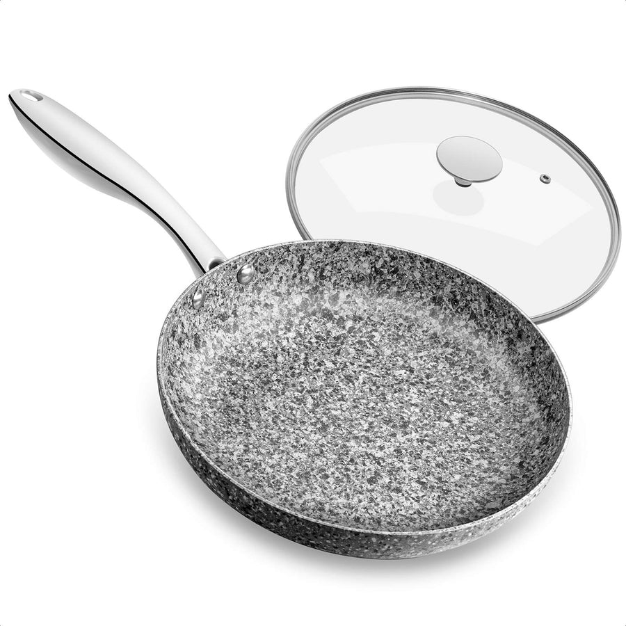 11 Inch Stone-Derived Nonstick Frying Pan with Lid, Aluminum