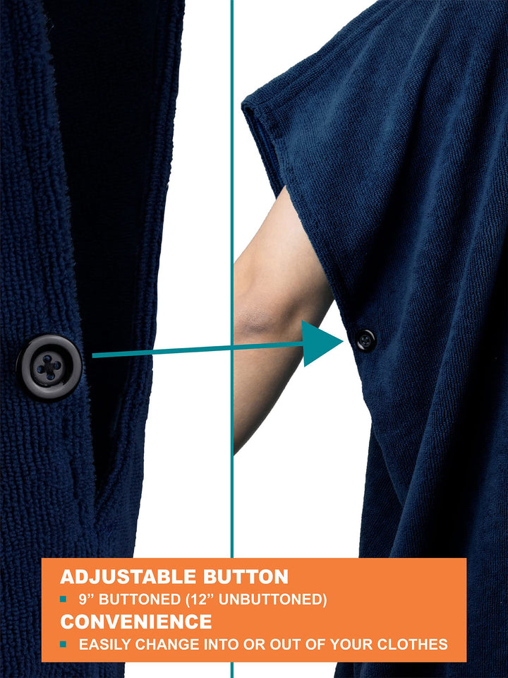 SUN CUBE Surf Poncho Changing Robe with Hood, Thick Quick Dry Microfiber Wetsuit Changing Towel for Surfing Beach Swim Outdoor Sports Men, Absorbent Wearable Towel Cover Up with Pocket, Navy Blue