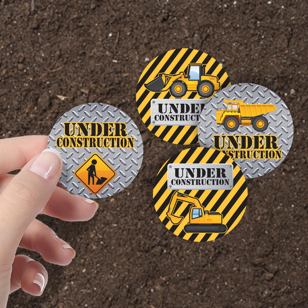 Under Construction Party Favor Stickers - 1.75 in - 40 Labels