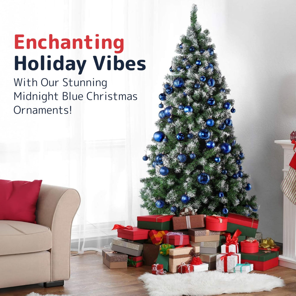 Prextex Midnight Blue 36-Piece Shatterproof Christmas B
