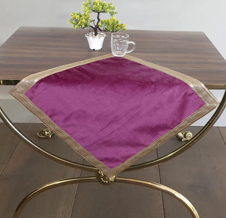 Purple Wine Velvet Cloth with Golden Shinny Border, Aasan, Alter, Altar, Tarot Table Cloth Holy Square Tablecloth