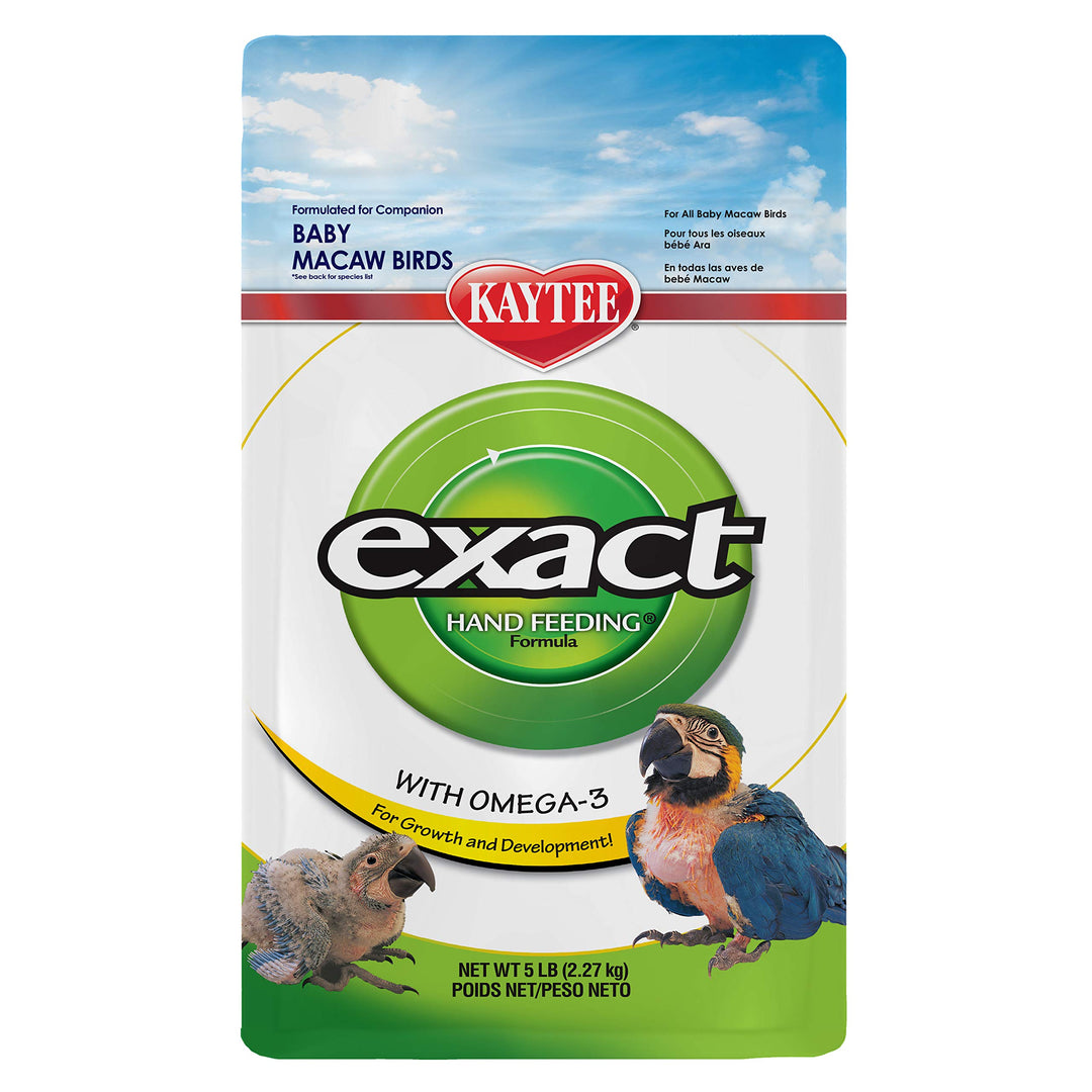 Exact Hand Feeding Pet Bird Baby Food For Macaw, Eclectus, Hawk-Headed, African Parrots, Caiques, and Any Baby Under 2 Weeks Old, 5 Pound