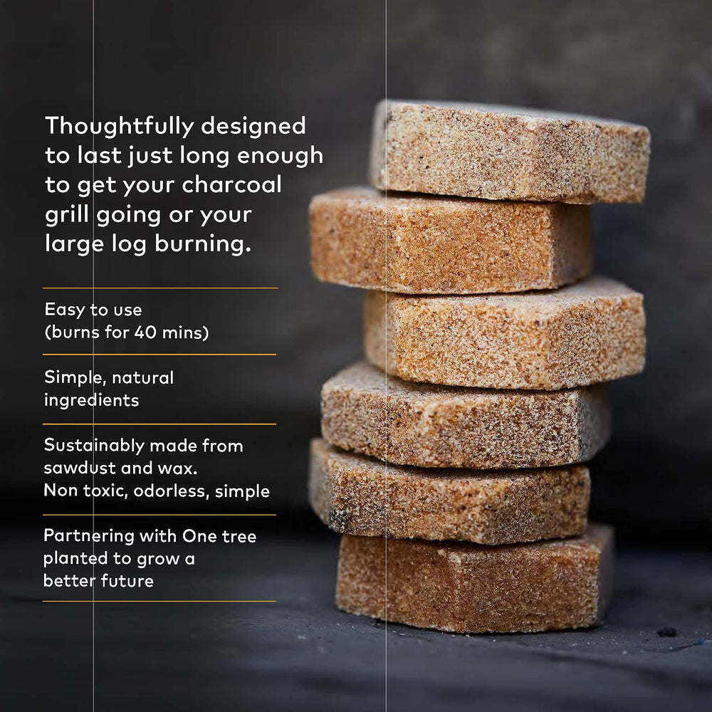 Fire Starters for Campfires, BBQ & Grill — The Charcoal Starter Recycled from Nature with no Binders, Additives, or Chemicals