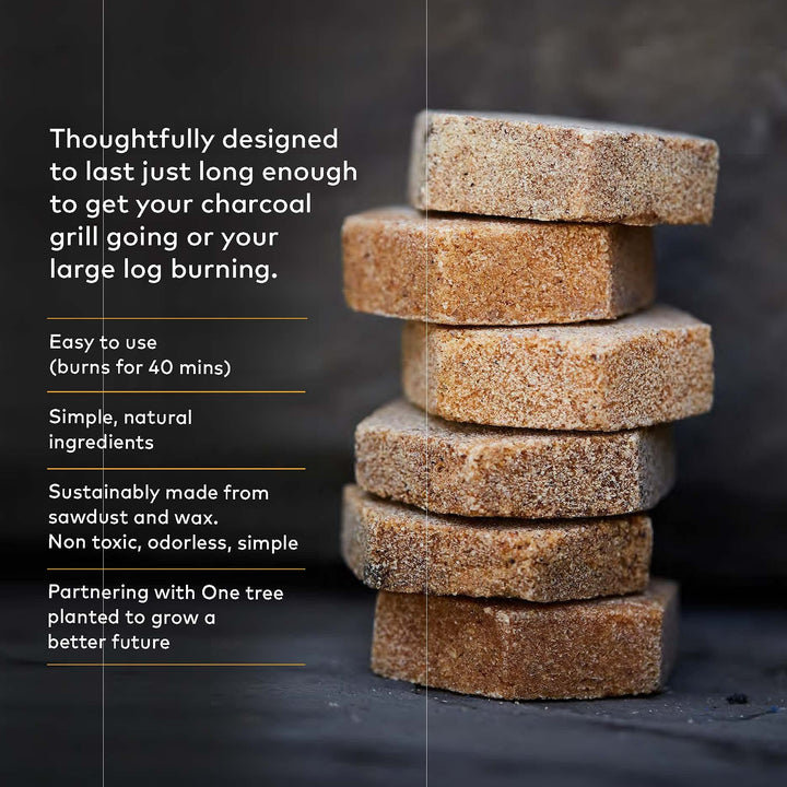 Fire Starters for Campfires, BBQ &amp; Grill — The Charcoal Starter Recycled from Nature with no Binders, Additives, or Chemicals