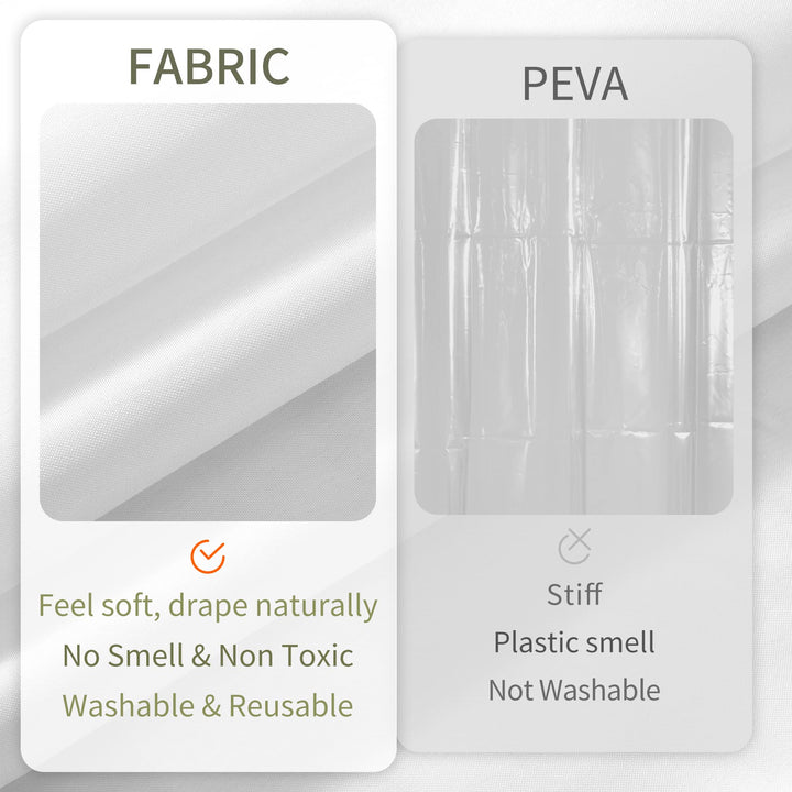 Stall Fabric Shower Curtain Liner Waterproof - 42 x 72, Soft &amp; Lightweight Stall Size Shower Curtain with Magnets, Machine Washable - 42x72, White