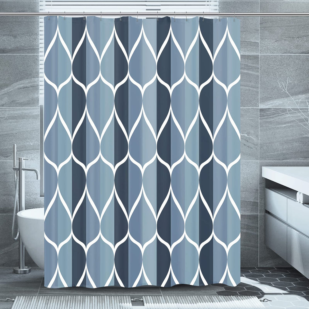 Aegean Blue Fabric Bath Shower Curtain,Waterproof Design and Polyester,Quick-Drying,Heavy Weight,Extra Long Cloth Shower Curtain Set for Bathroom W 72 x H 84,Machine Washable with 12 Hooks