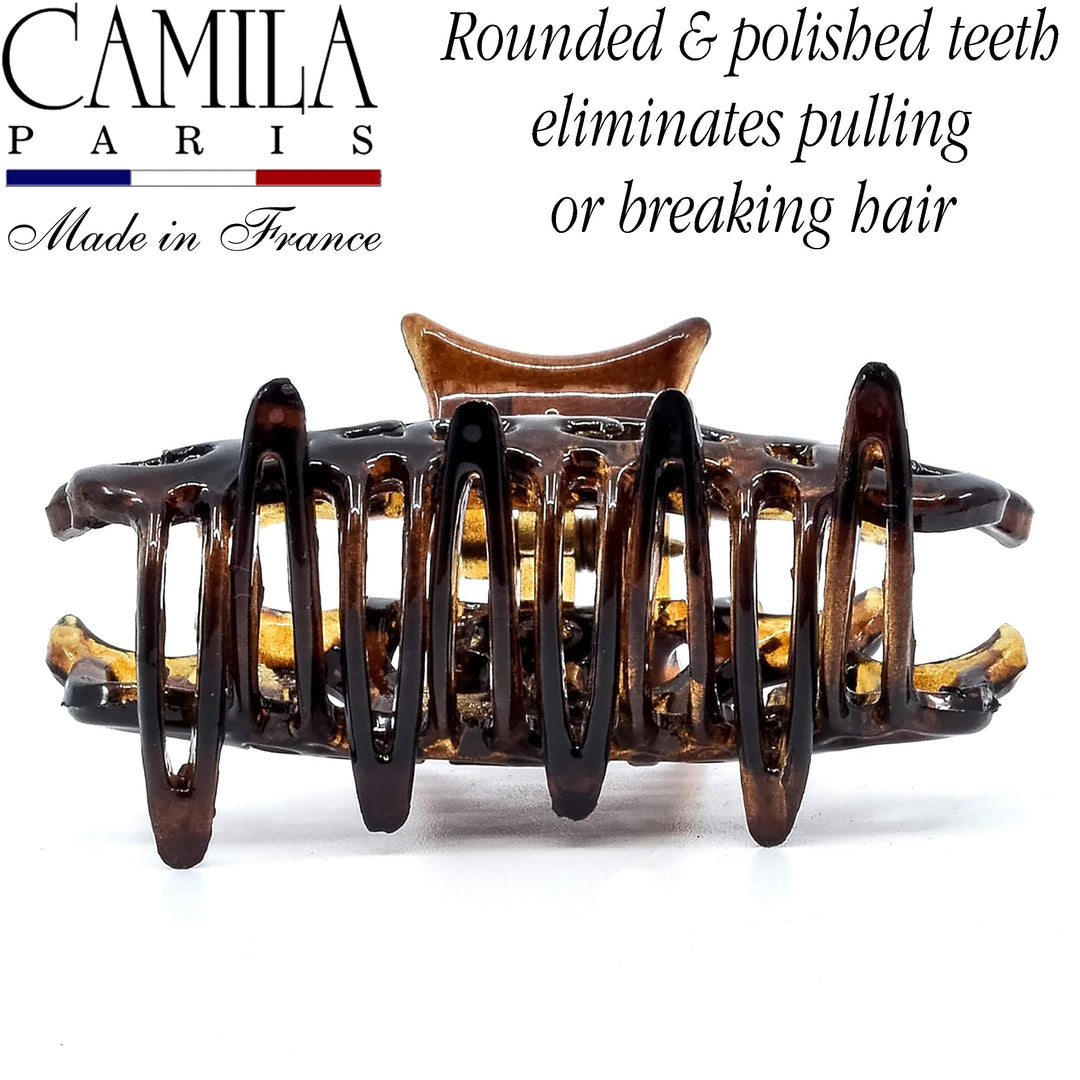 Camila Paris NV105 (3 1/2) French Hair Accessories for Women Claw Clamp Clip. No Pulling or Damage. Strong Hold/No Slip Grip and Durable Styling Girls Ornaments. Made in France