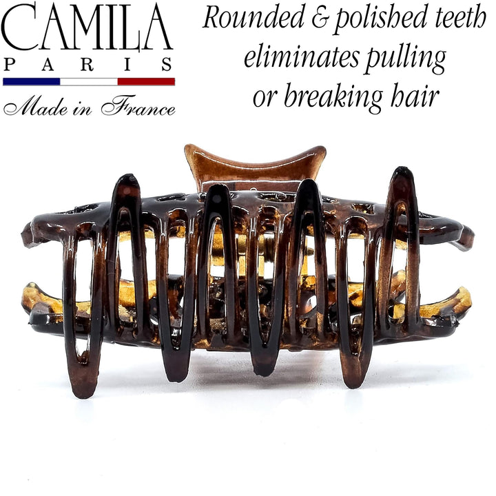Camila Paris NV105 (3 1/2) French Hair Accessories for Women Claw Clamp Clip. No Pulling or Damage. Strong Hold/No Slip Grip and Durable Styling Girls Ornaments. Made in France