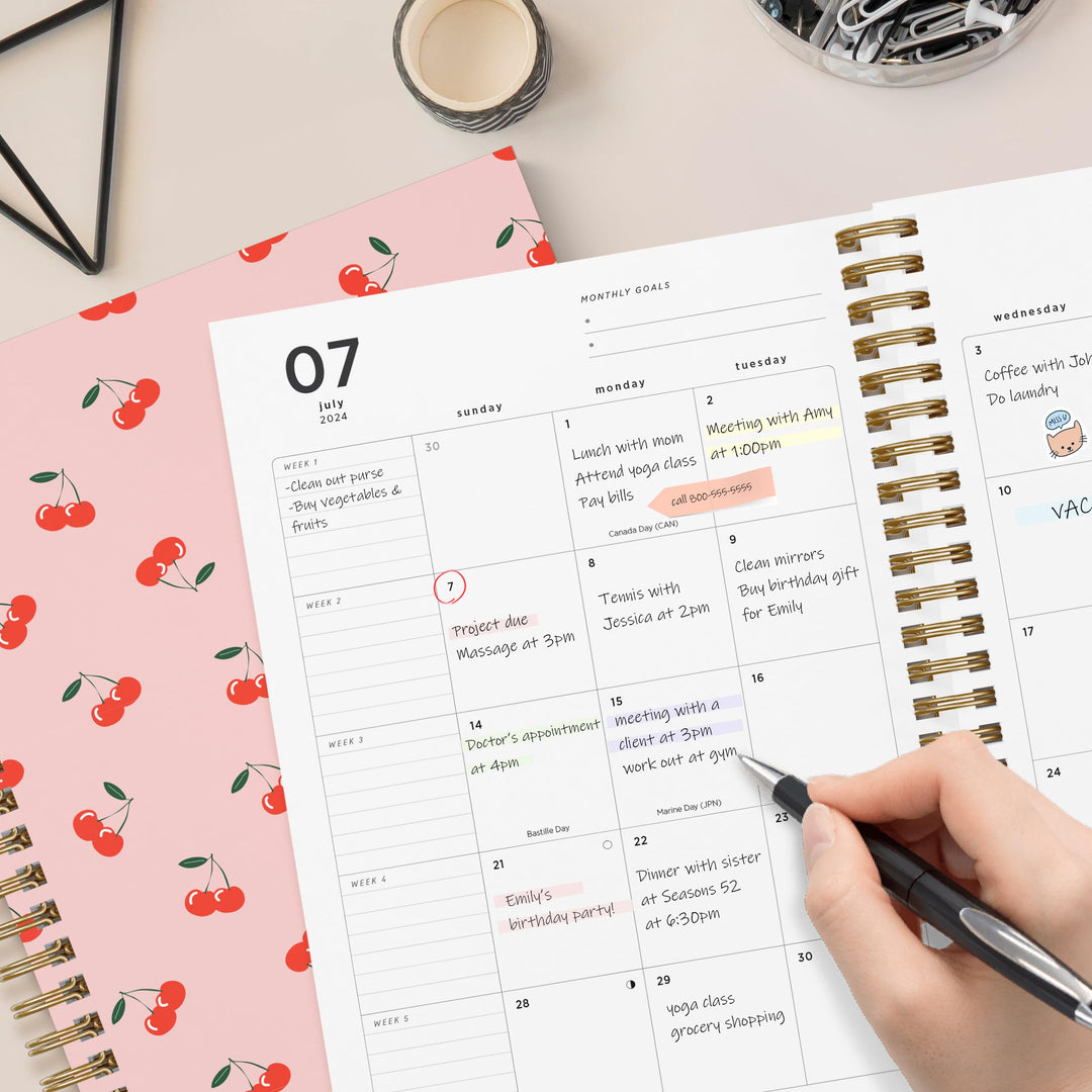 Academic Planner Yearly Monthly Weekly Daily Large Calendar Organizer by Bright Day Spiral Bound Dated Agenda Flexible Cover Notebook, June 2022 - July 2023, 8.25 x 6.25, Tie Dye