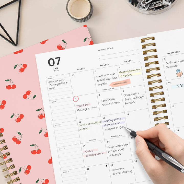 Academic Planner Yearly Monthly Weekly Daily Large Calendar Organizer by Bright Day Spiral Bound Dated Agenda Flexible Cover Notebook, June 2022 - July 2023, 8.25 x 6.25, Tie Dye
