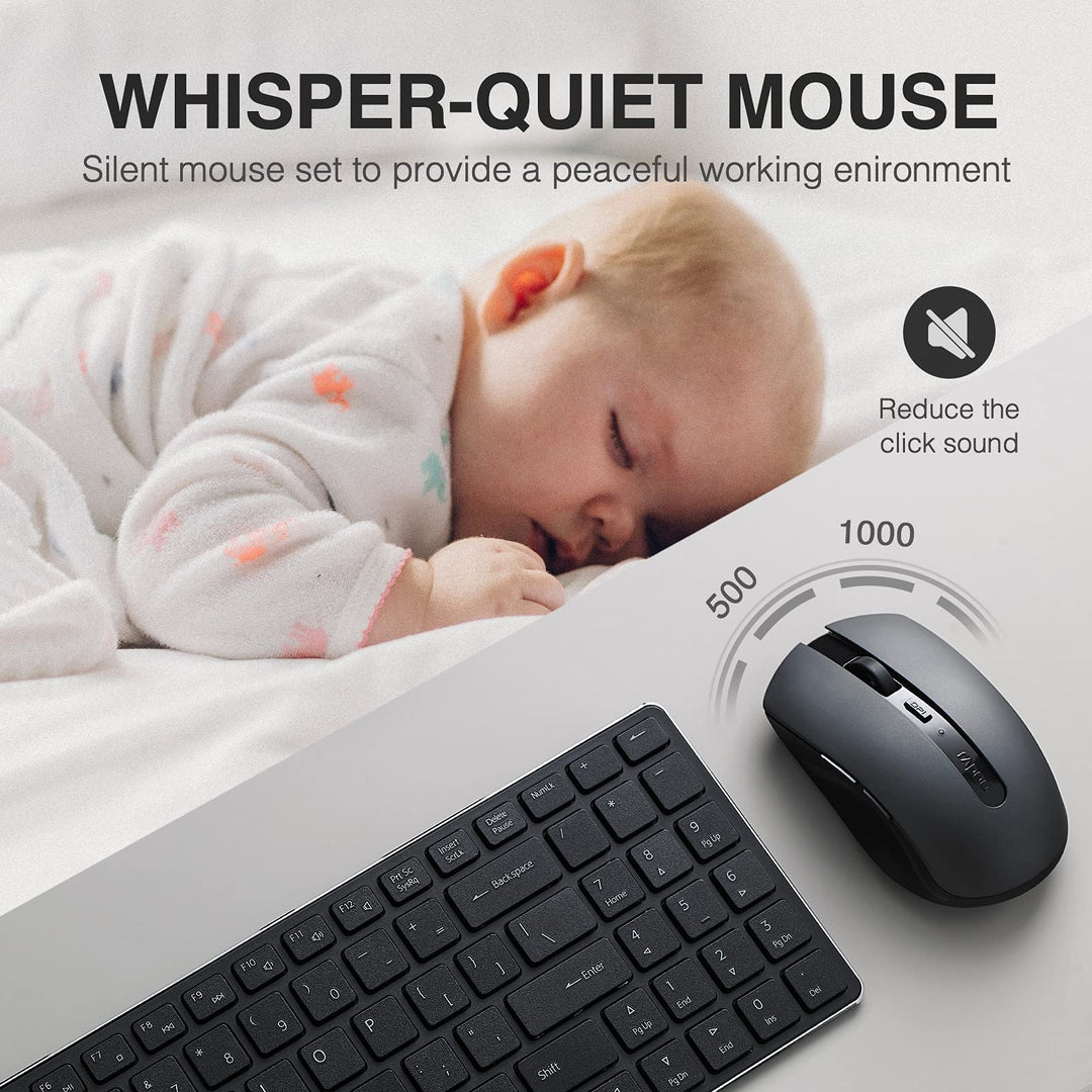 Rapoo Slim Wireless Keyboard and Mute Mouse Combo, 4.9m