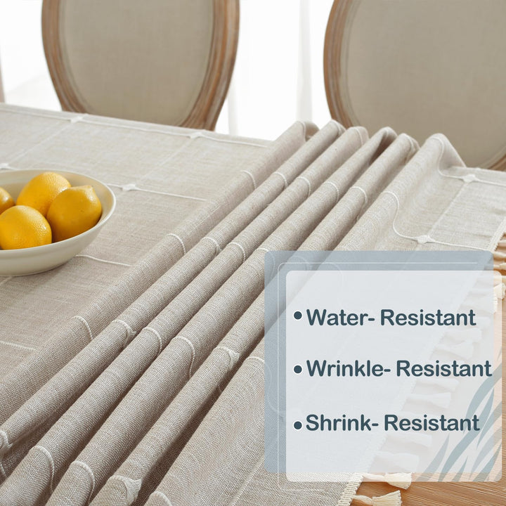 Laolitou Waterproof Tablecloth Burlap Linen with Tassel