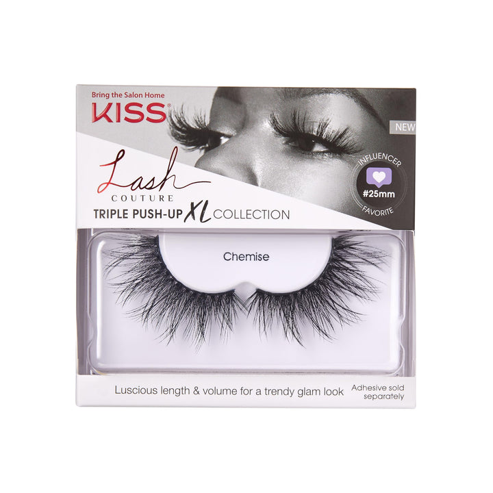 Lash Couture Triple Push Up XL Collection, 3D Volume False Eyelashes in Extra Long Length with Triple Design Technology, Cruelty-Free, Contact Lens Friendly, and Reusable, Style Chemise, 1 Pair