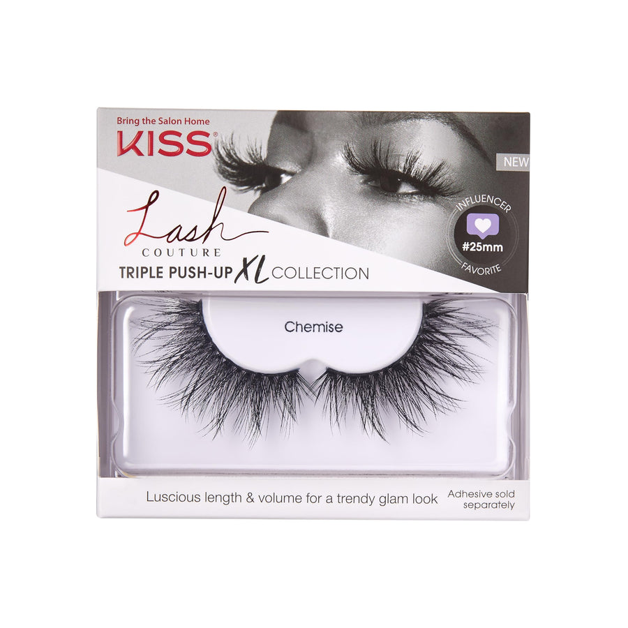 Lash Couture Triple Push Up XL Collection, 3D Volume False Eyelashes in Extra Long Length with Triple Design Technology, Cruelty-Free, Contact Lens Friendly, and Reusable, Style Chemise, 1 Pair