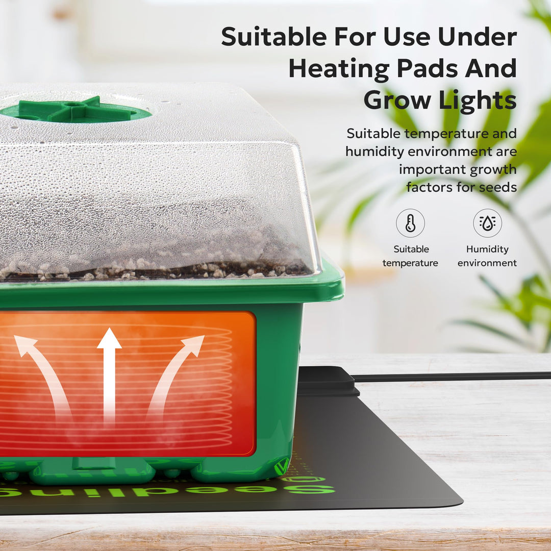 10-Pack Seed Trays Seedling Starter Tray, MIXC Humidity Adjustable Plant Starter Kit with Dome and Base Greenhouse Grow Trays Mini Propagator for Seeds Growing Starting (12 Cells per Tray), 10 Pieces