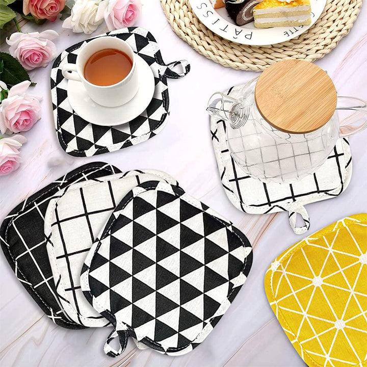Pot Holders 100% Cotton Heat Resistant,Square Colorful Hot Pad for Kitchen Cooking Barbecue (7 x 7) Inches