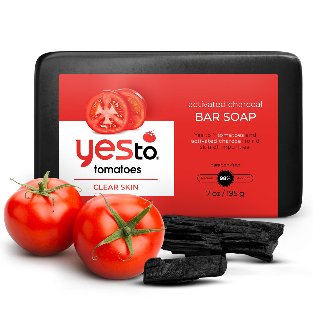 Tomatoes Bar Soap Activated Charcoal with Tomato Extracts and Sunflower Seed Oil Face, Body Soap for Men, Women and Teens No Paraben, 7 Ounce Bar