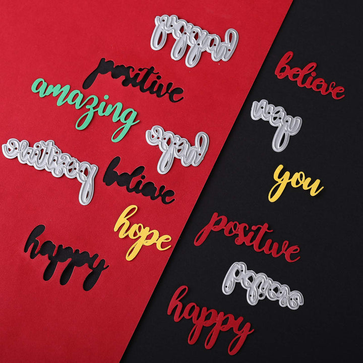 20 Pieces Blessing Cutting Dies Word Dies for Card Making Inspirational Metal Cutting Dies Embossing Script Die Stencils Positive Template for DIY Scrapbook Card Making Craft