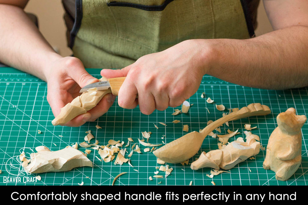Whittling Knife C2 6.5 Whittling Knife for Fine Chip Carving Wood and General Purpose Wood Carving Knife Bench Detail Carving Knife Carbon Steel and Whittling for Beginners