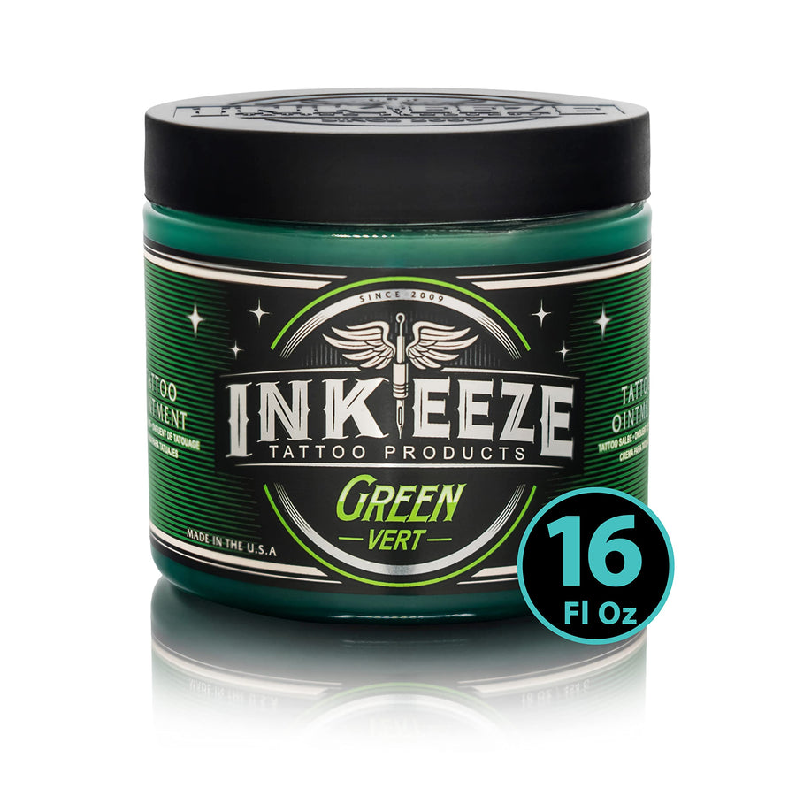 Green Tattoo Ointment for Artists and Aftercare, Essential Oils, Vegan, Cruelty Free, Made in USA, Lavender, 16oz