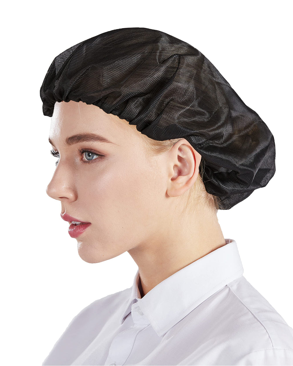 5Pcs Bouffant Caps,Food Service Hair Nets,Hair Head Cover Net for Factory, Kitchen, Factory Warehouse Worker CF9047 (Black, One Size)