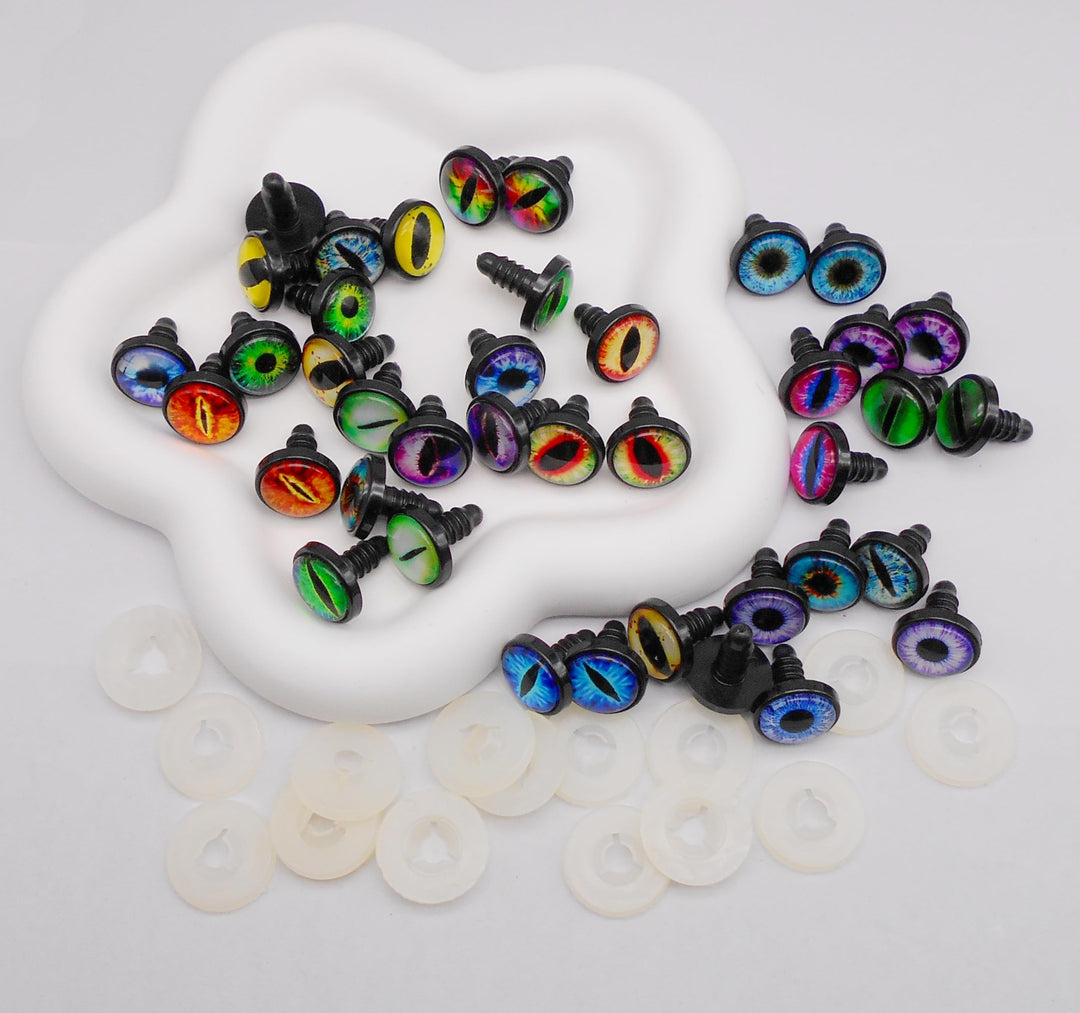 16 Pairs 14mm 16mm Dragon Eye Safety Eyes with Washer for Stuffed Animal Eyes Amigurumi Crochet Toy Craft Eyes for Teddy Bear Doll Making Supplies (16MM)
