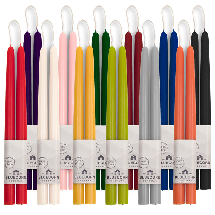 12-Inch, Red : Bluecorn Naturals Pure Beeswax Taper, 4-Pair (8 Candles) - 12-Inch, Red