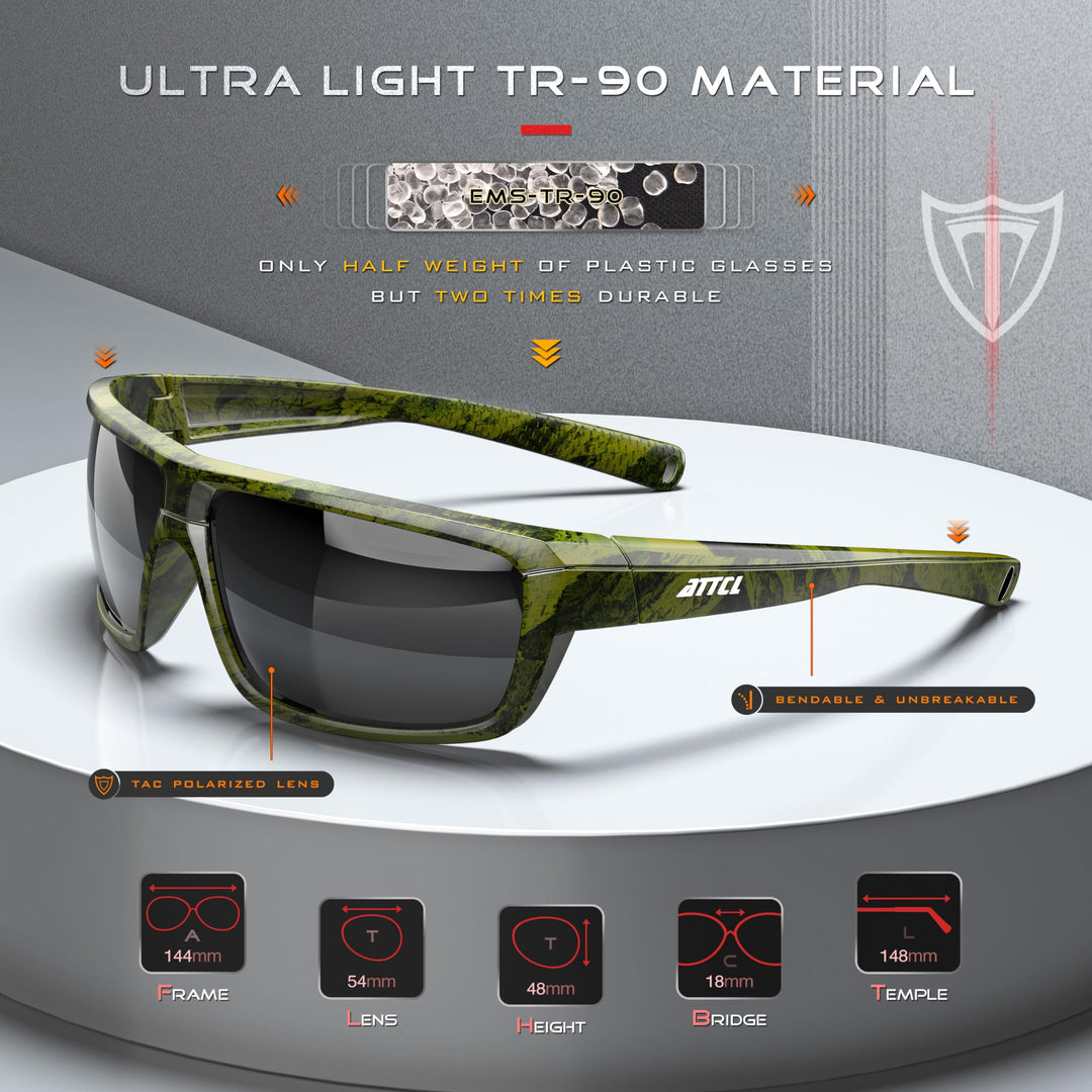 Polarized Wrap Sunglasses For Men Cycling Driving Fishing Sports Glasses Ultralight 5001 Camouflage