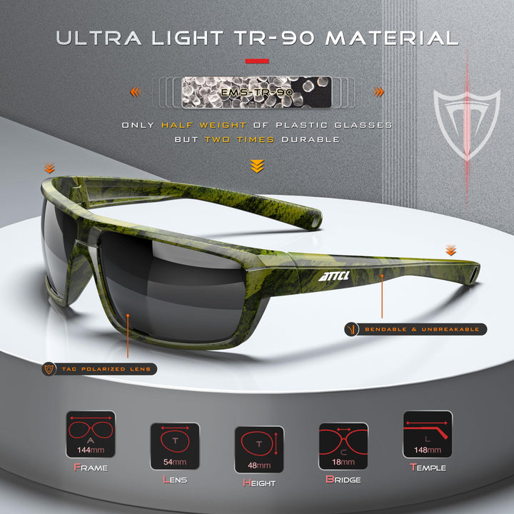 Polarized Wrap Sunglasses For Men Cycling Driving Fishing Sports Glasses Ultralight 5001 Camouflage