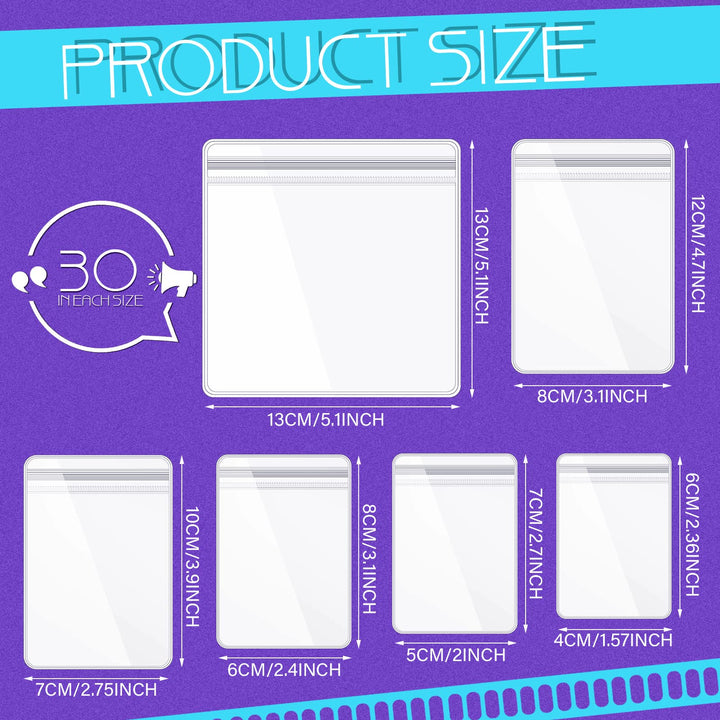180 Pcs Clear PVC Jewelry Bags Plastic Anti Tarnish Jewelry Storage Bags Thick Zipper Bags Transparent Resealable Poly and Plastic Packaging Bags for Travel Storage Earrings, 6 Sizes