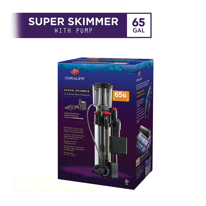 Aquarium Fish Tank Marine Salt Water Super Protein Skimmer with Pump, For up to 65 Gallons