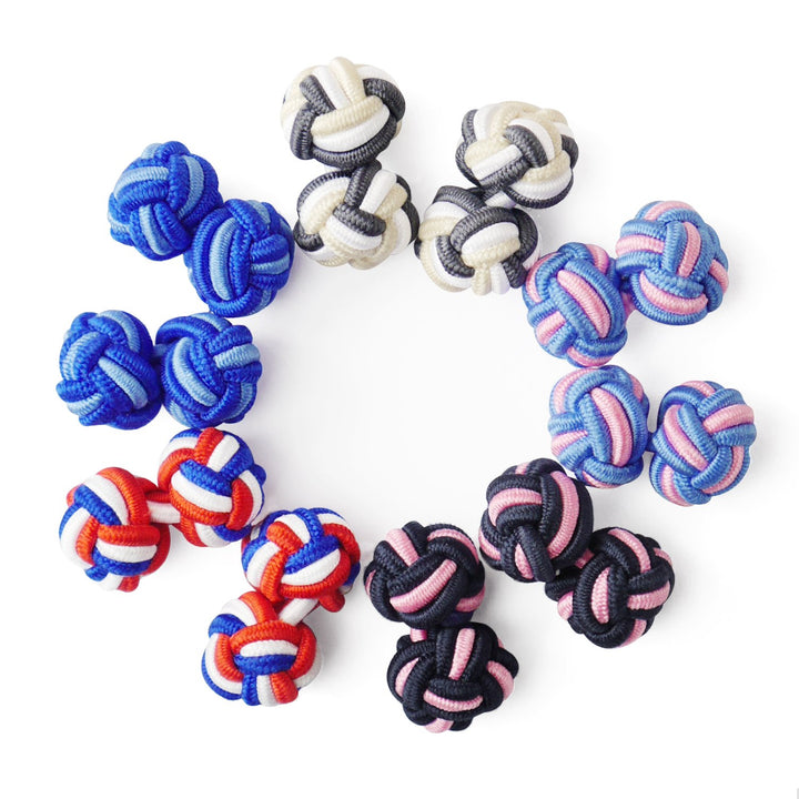Silk Knot Fabric Cufflinks 5 Pairs Set for Mens/Womens Shirt Gift