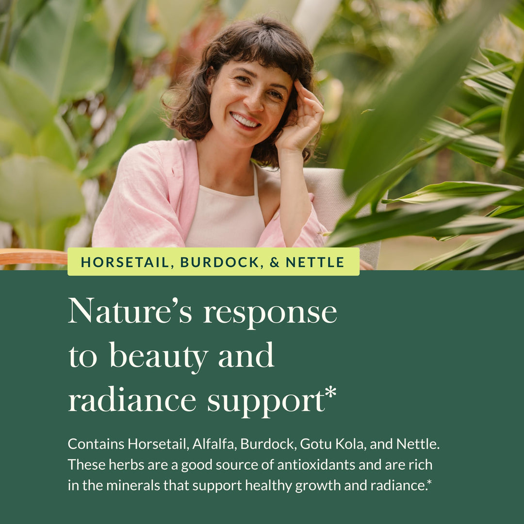 Hair, Skin &amp; Nail Support - Helps Promote Healthy Skin, Hair Growth &amp; Nail Growth - with Horsetail, Alfalfa, Burdock, Gotu Kola &amp; Nettle - 60 Vegan Liquid Phyto-Capsules (15-Day Supply)