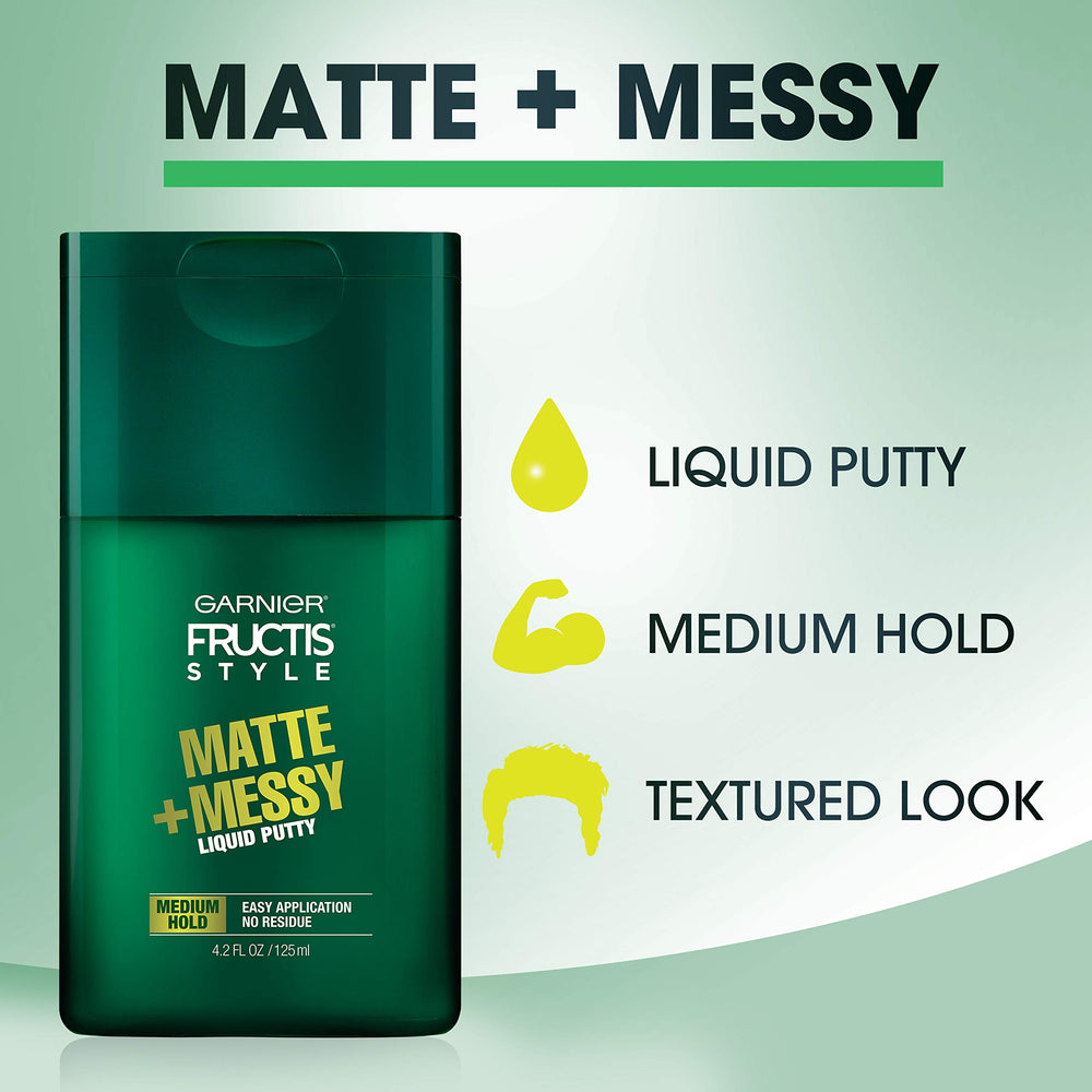Fructis Style Matte & Messy Liquid Hair Putty for Men, 4.2 Ounce