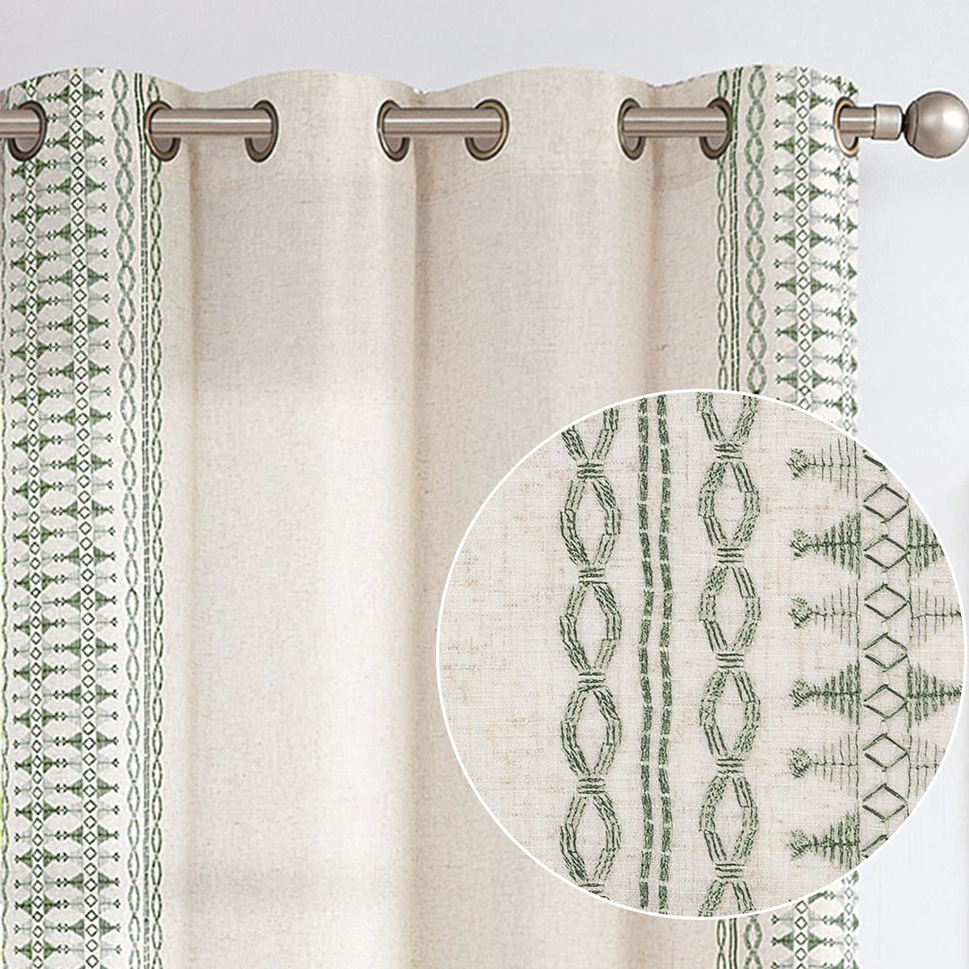 JINCHAN Boho Curtains for Bedroom Linen Blend Curtains 