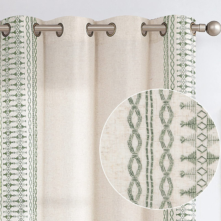 JINCHAN Boho Curtains for Bedroom Linen Blend Curtains 