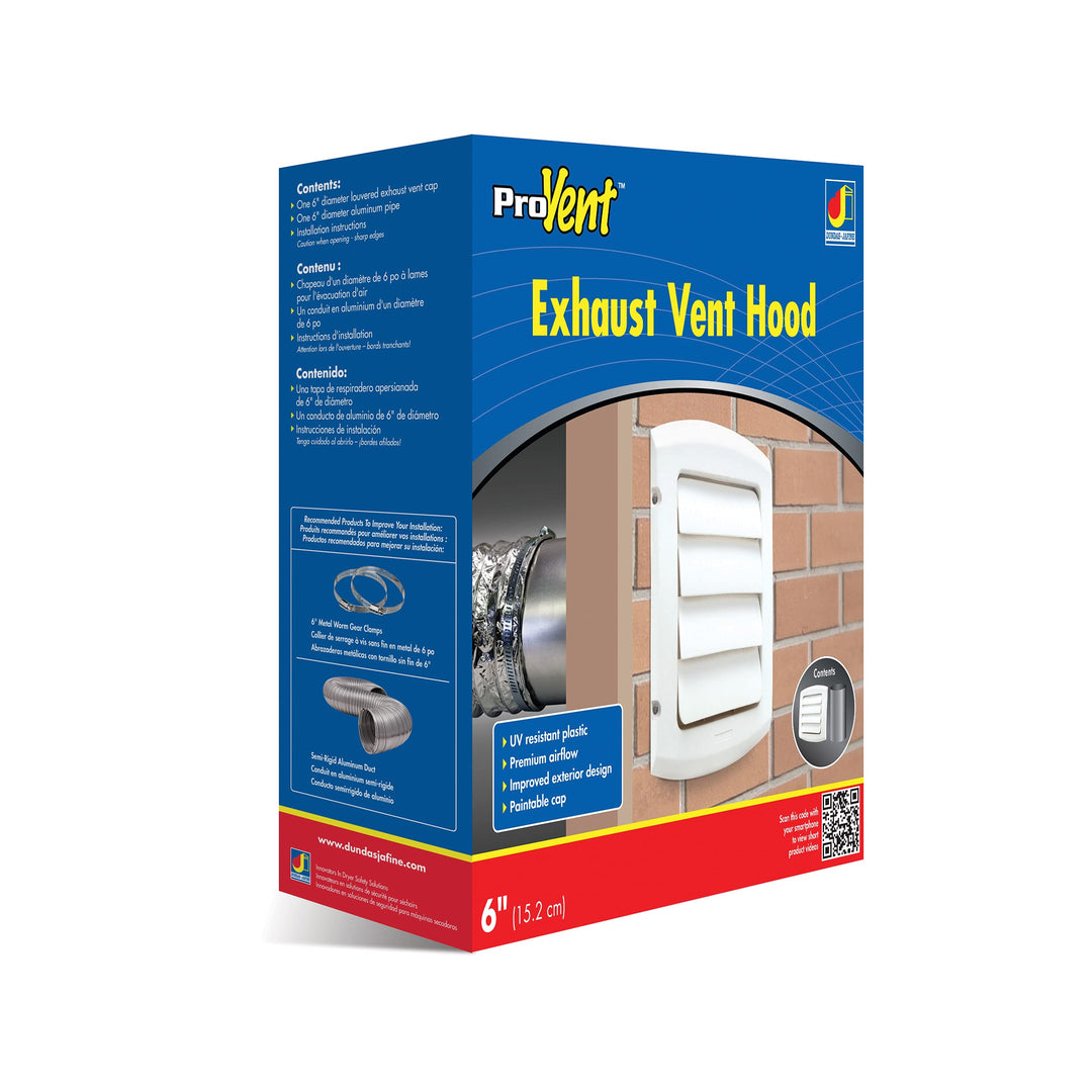 Dundas Jafine BLH6WZW Louvered Vent Hood, 6, White