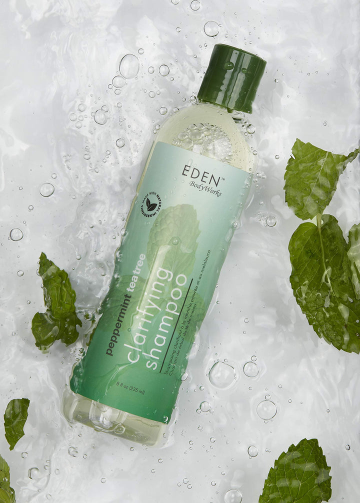Peppermint Tea Tree Clear Clarifying Shampoo for Oily Hair, Dry Hair, Curly Hair - Scalp Cleansing Shampoo for Build Up &amp; Dandruff - Paraben &amp; Sulfate Free - 8 oz.