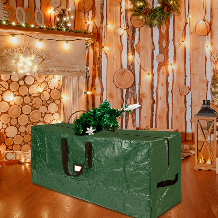Christmas Tree Storage Bag, Fits Up to 7.5 ft Tall Holiday Artificial Disassembled Trees, Durable with Handles and Dual Zipper, Waterproof Material (Green, 50 x 15 x 20 Inch, L)