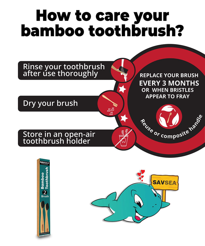 SavSea Bamboo toothbrush soft bristles| Eco Friendly wo