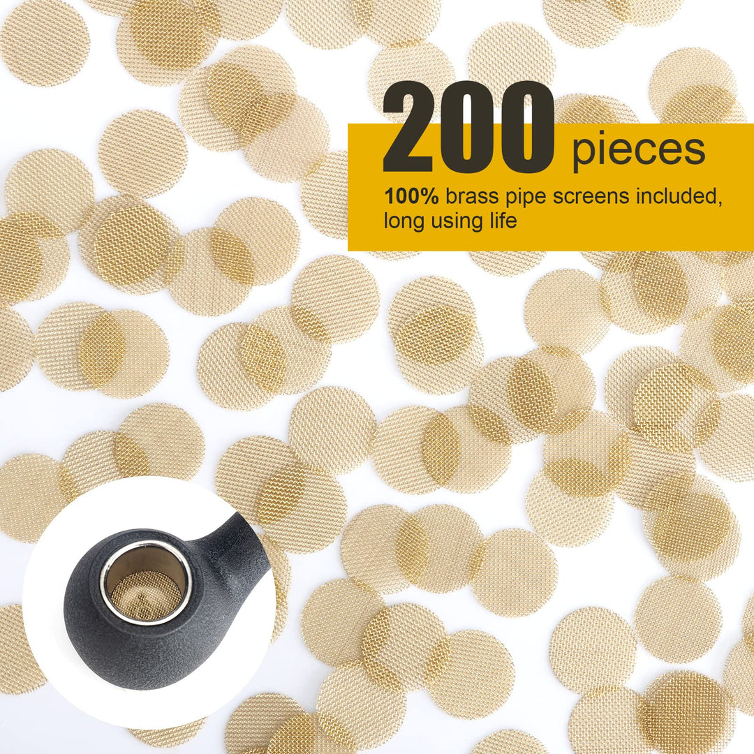 Scotte 200 pcs 1/2 Inch Brass Pipe Screens,12.7mm(0.5in) Metal Pipe Filter Screen with Storage Box