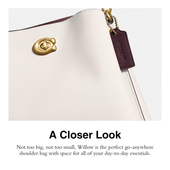 Colorblock Leather Willow Bucket, Chalk